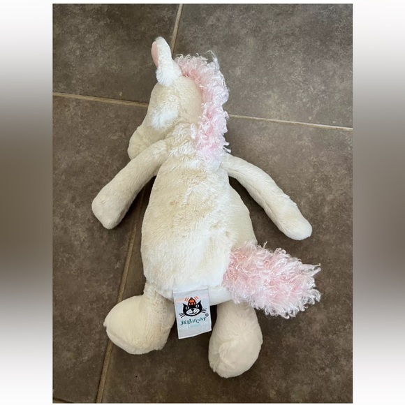 JellyCat Bashful White Unicorn 12" Plush Animal Pink Mane - Picture 2 of 2